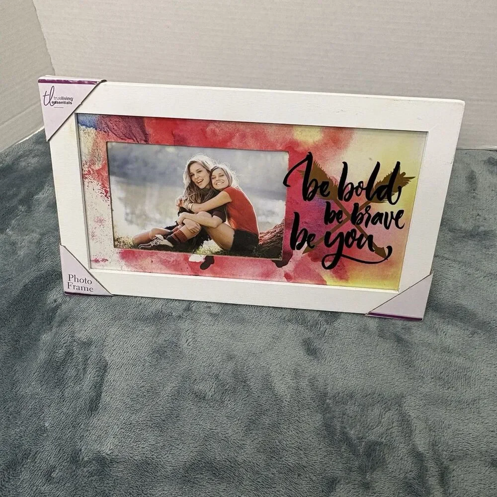 Trueliving Essentials White Wood Photo Frame With Phrase Holds 4x6 Photo